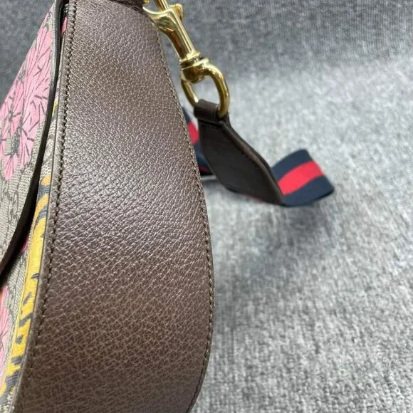 100% Authentic GUCCI Padlock Brown Bengal Canvas Shoulder Bag - Picture 3 of 15